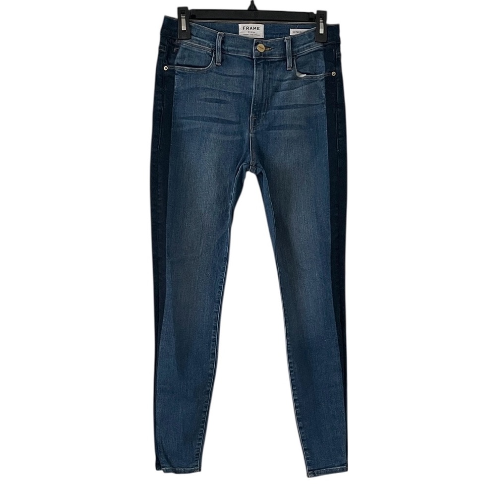 Frame Women's Blue Dark Wash Colorblock Le High‎ Skinny Crop Denim Jeans Size 29